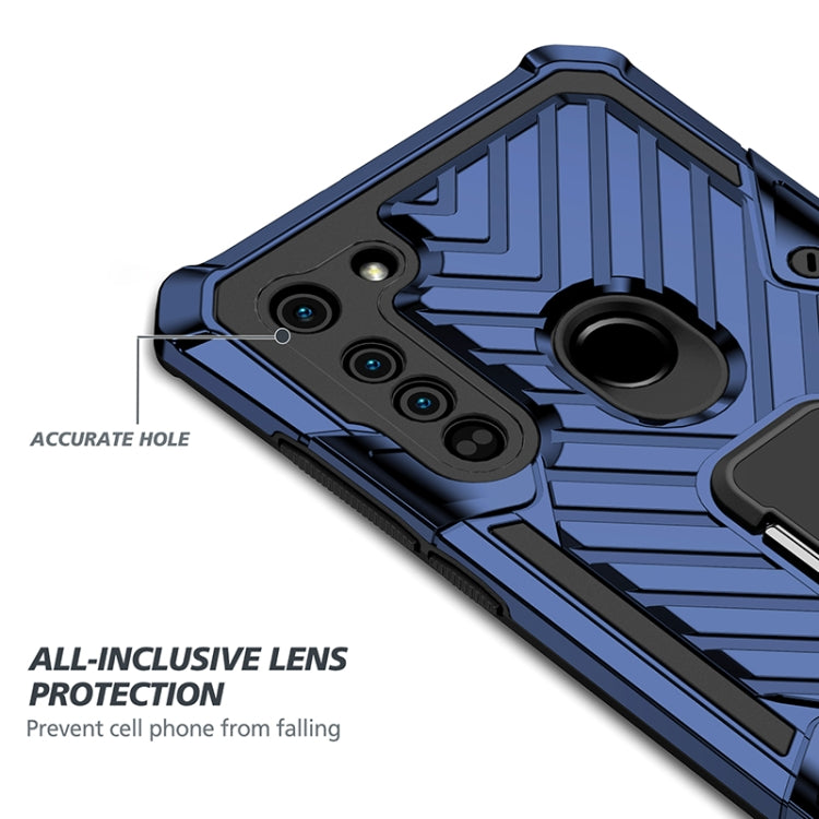 For Motorola Moto G8 Cool Armor PC + TPU Shockproof Case with 360 Degree Rotation Ring Holder