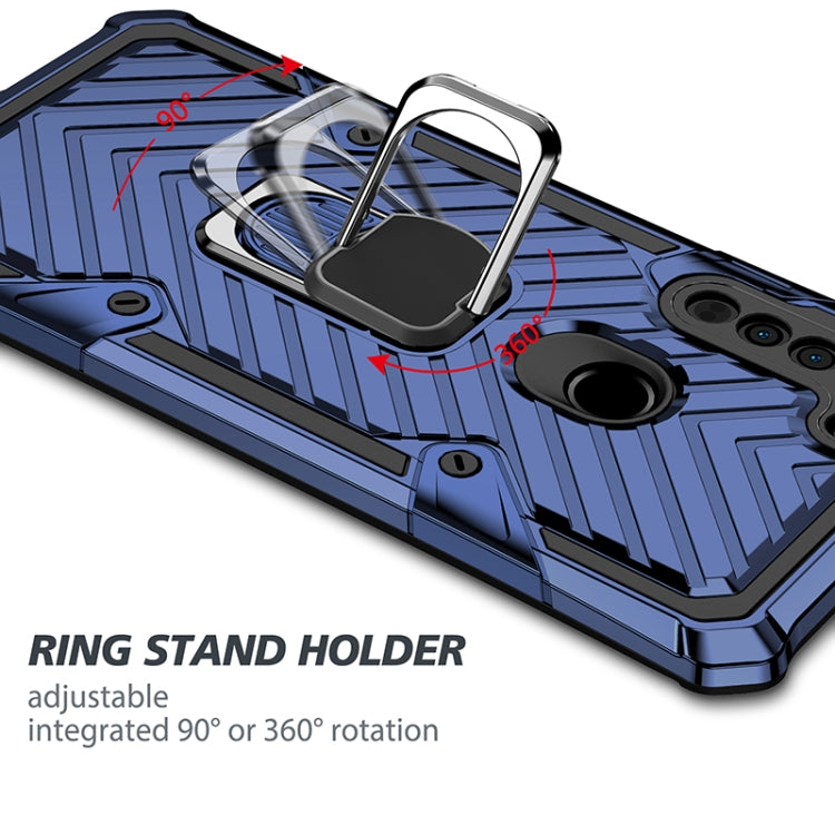 For Motorola Moto G8 Cool Armor PC + TPU Shockproof Case with 360 Degree Rotation Ring Holder