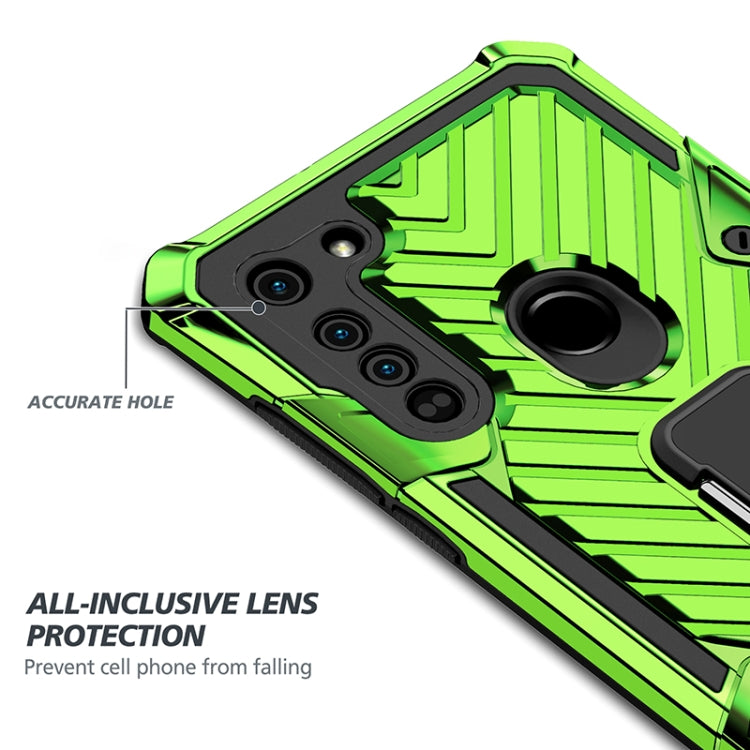 For Motorola Moto G8 Cool Armor PC + TPU Shockproof Case with 360 Degree Rotation Ring Holder