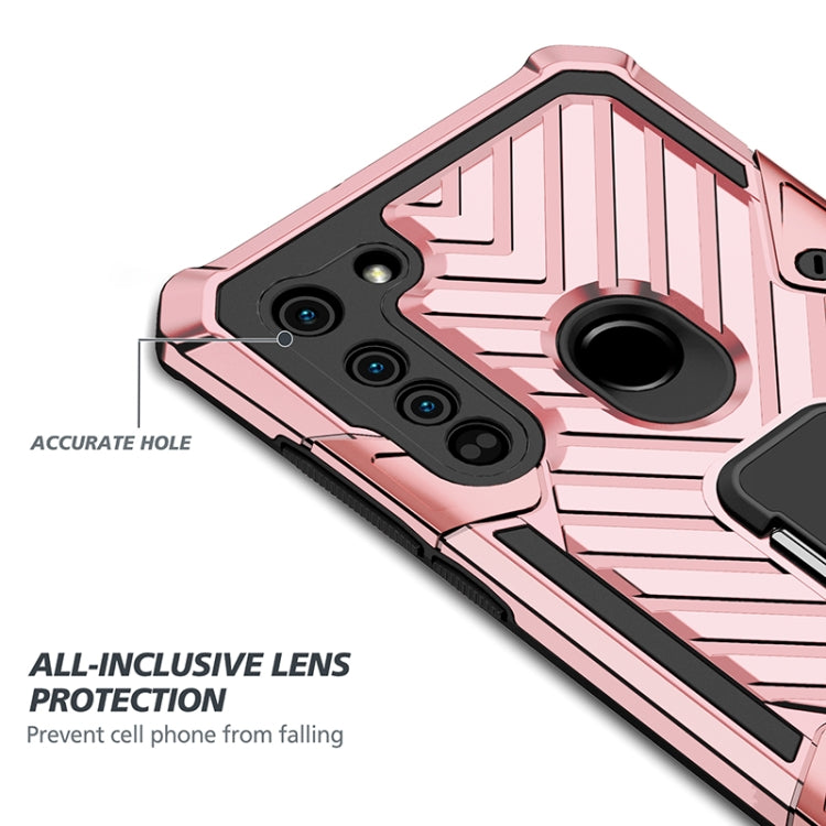 For Motorola Moto G8 Cool Armor PC + TPU Shockproof Case with 360 Degree Rotation Ring Holder