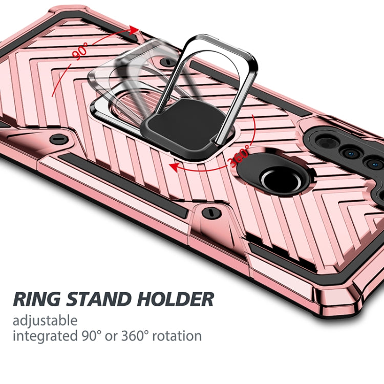 For Motorola Moto G8 Cool Armor PC + TPU Shockproof Case with 360 Degree Rotation Ring Holder
