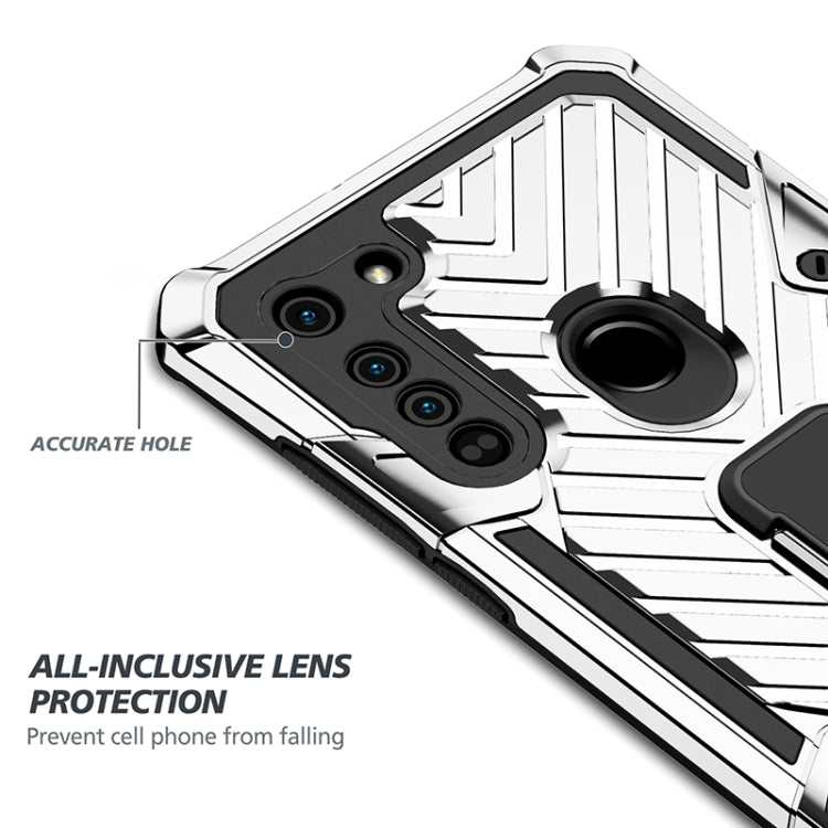 For Motorola Moto G8 Cool Armor PC + TPU Shockproof Case with 360 Degree Rotation Ring Holder