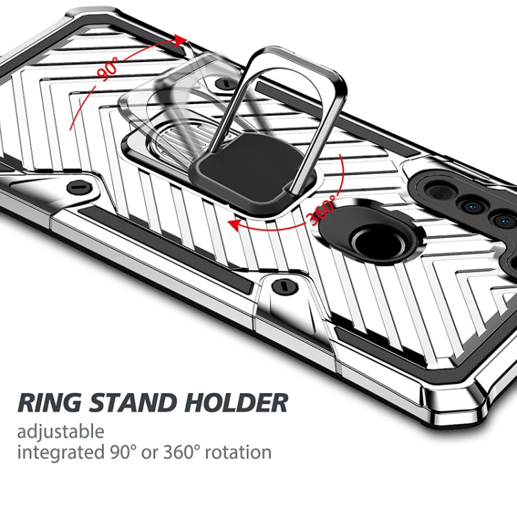 For Motorola Moto G8 Cool Armor PC + TPU Shockproof Case with 360 Degree Rotation Ring Holder