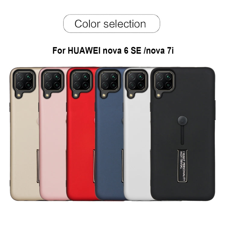 For Huawei Nova 7i / Nova 6 SE Oil Feel Shockproof TPU + PC Protective Case with Holder