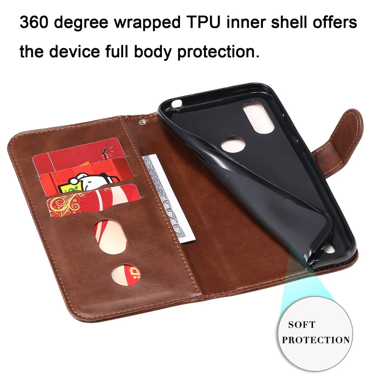 For Motorola Moto E6s (2020) Fashion Calf Texture Zipper Horizontal Flip Leather Case with Holder & Card Slots & Wallet Function