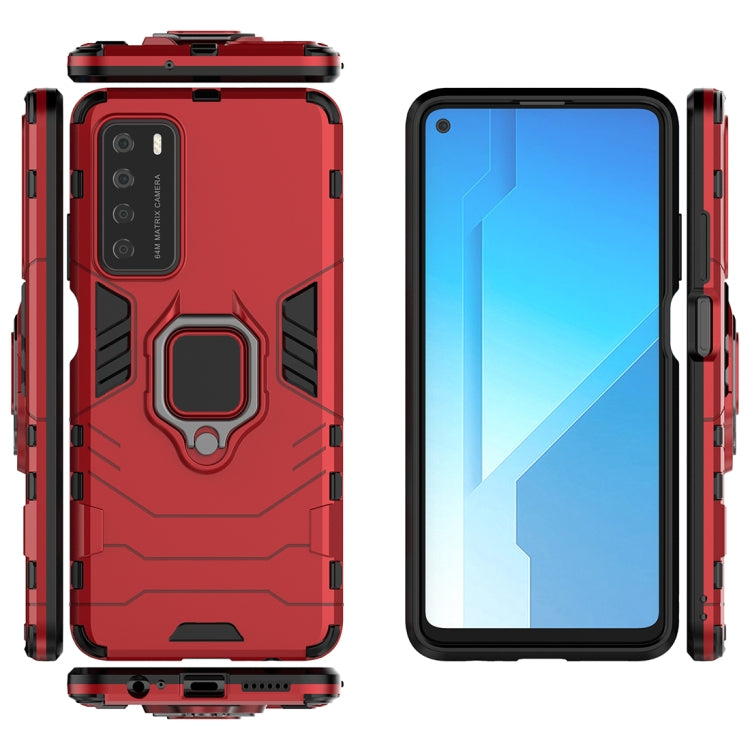 For Huawei Honor Play 4 Shockproof PC + TPU Protective Case with Magnetic Ring Holder