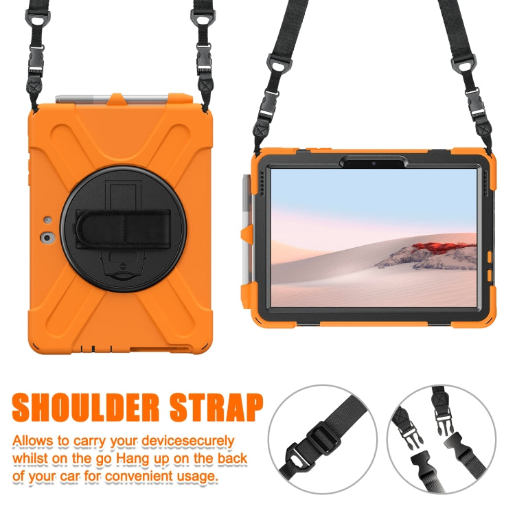 For Microsoft Surface Go 2 Shockproof Colorful Silicone + PC Protective Case with Holder & Shoulder Strap & Hand Strap & Pen Slot