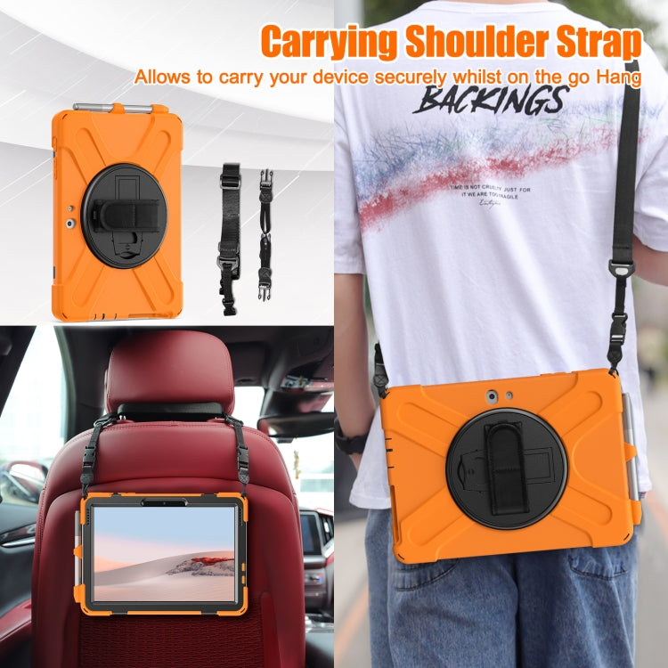 For Microsoft Surface Go 2 Shockproof Colorful Silicone + PC Protective Case with Holder & Shoulder Strap & Hand Strap & Pen Slot