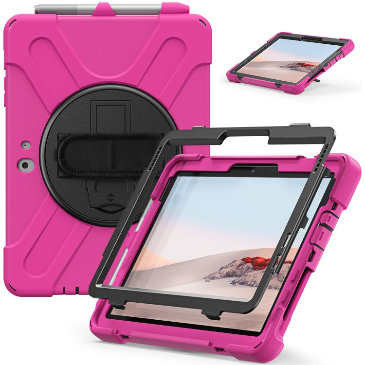 For Microsoft Surface Go 2 Shockproof Colorful Silicone + PC Protective Case with Holder & Shoulder Strap & Hand Strap & Pen Slot