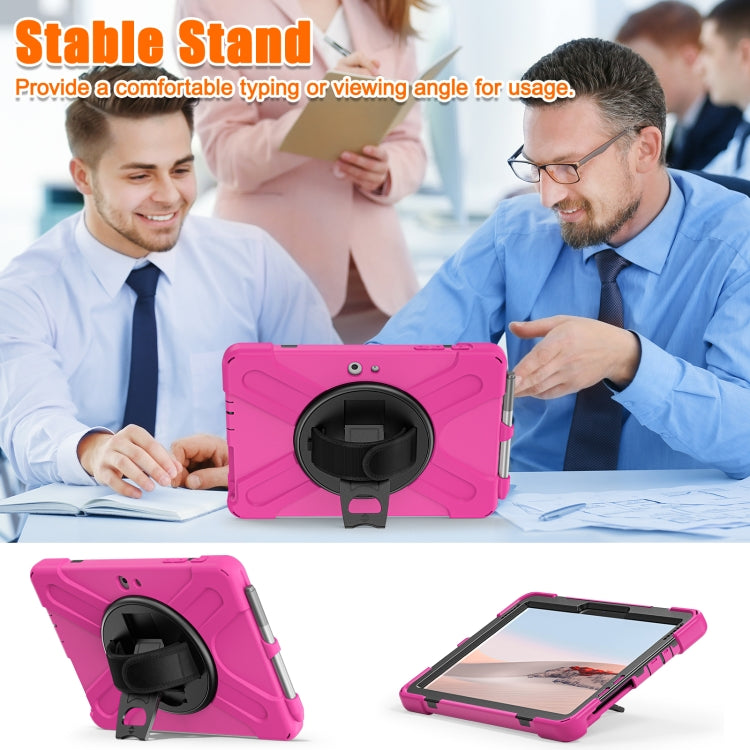 For Microsoft Surface Go 2 Shockproof Colorful Silicone + PC Protective Case with Holder & Shoulder Strap & Hand Strap & Pen Slot