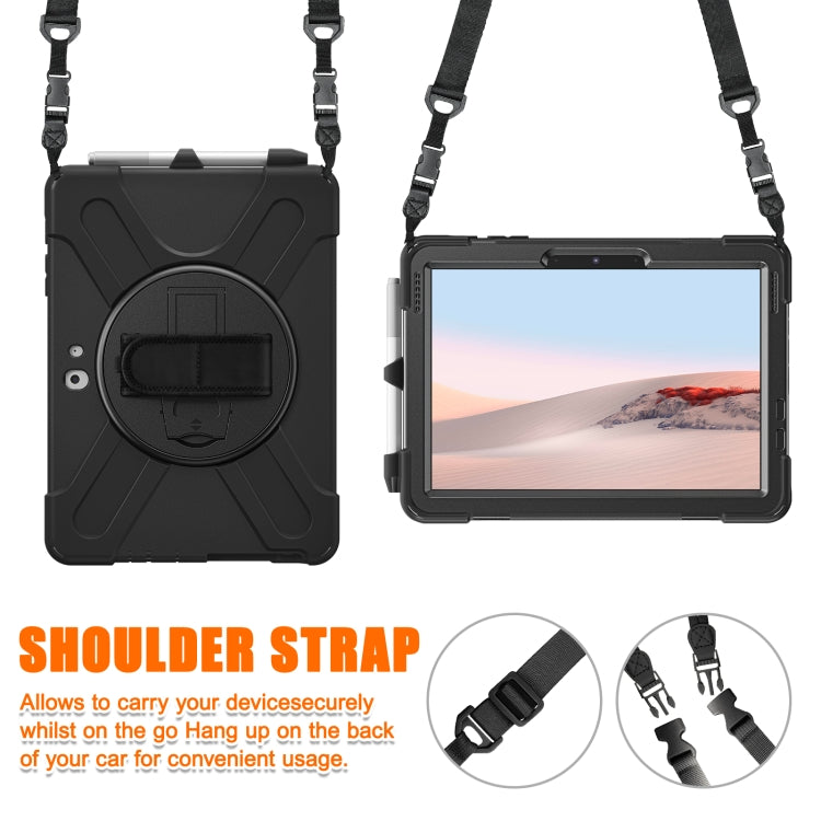 For Microsoft Surface Go 2 Shockproof Colorful Silicone + PC Protective Case with Holder & Shoulder Strap & Hand Strap & Pen Slot