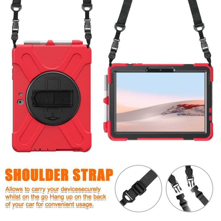 For Microsoft Surface Go 2 Shockproof Colorful Silicone + PC Protective Case with Holder & Shoulder Strap & Hand Strap & Pen Slot