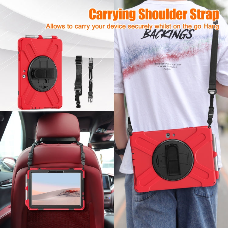 For Microsoft Surface Go 2 Shockproof Colorful Silicone + PC Protective Case with Holder & Shoulder Strap & Hand Strap & Pen Slot