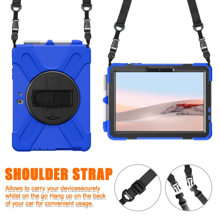 For Microsoft Surface Go 2 Shockproof Colorful Silicone + PC Protective Case with Holder & Shoulder Strap & Hand Strap & Pen Slot