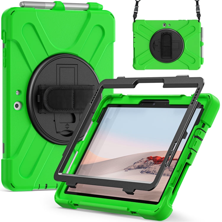 For Microsoft Surface Go 2 Shockproof Colorful Silicone + PC Protective Case with Holder & Shoulder Strap & Hand Strap & Pen Slot