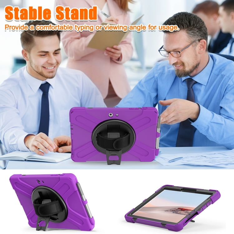 For Microsoft Surface Go 2 Shockproof Colorful Silicone + PC Protective Case with Holder & Shoulder Strap & Hand Strap & Pen Slot
