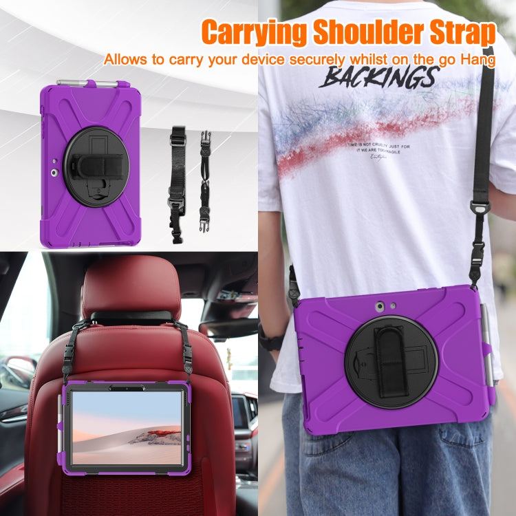 For Microsoft Surface Go 2 Shockproof Colorful Silicone + PC Protective Case with Holder & Shoulder Strap & Hand Strap & Pen Slot