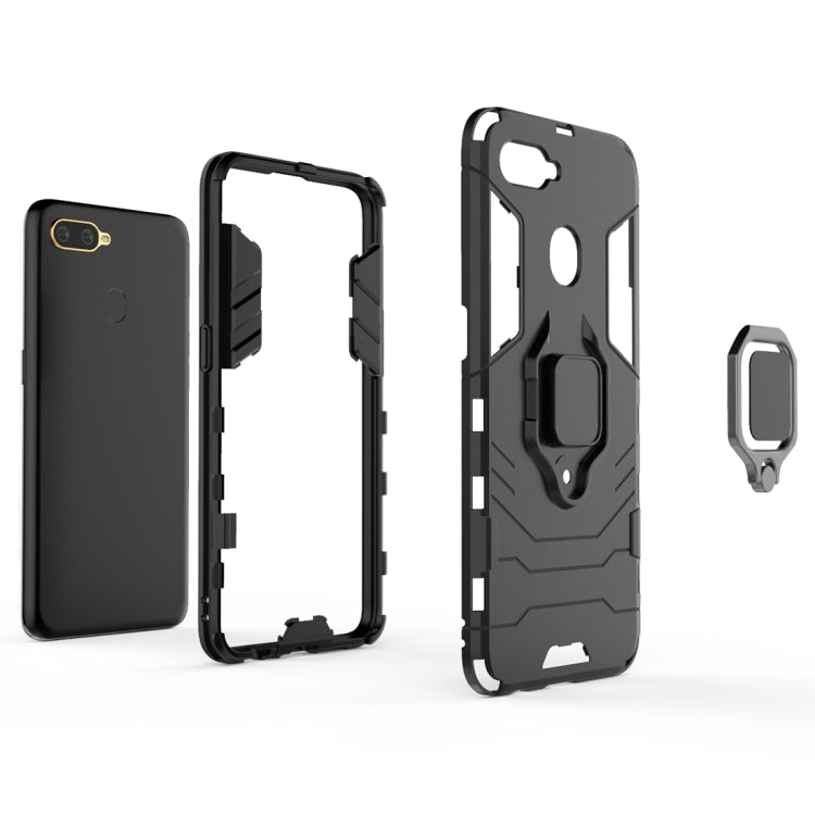 For OPPO A7 / A12 Shockproof PC + TPU Protective Case with Magnetic Ring Holder