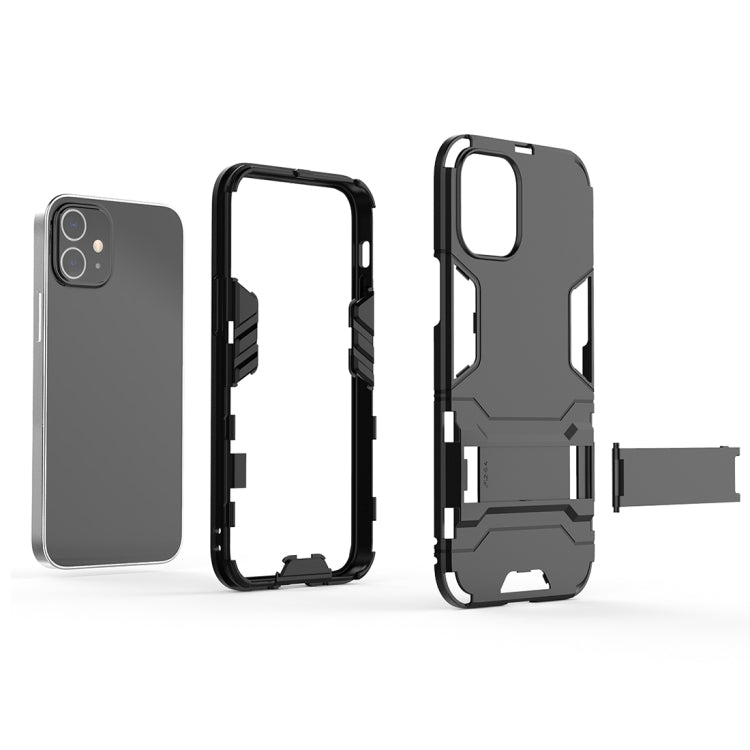 For iPhone 12 mini PC + TPU Shockproof Protective Case with Invisible Holder