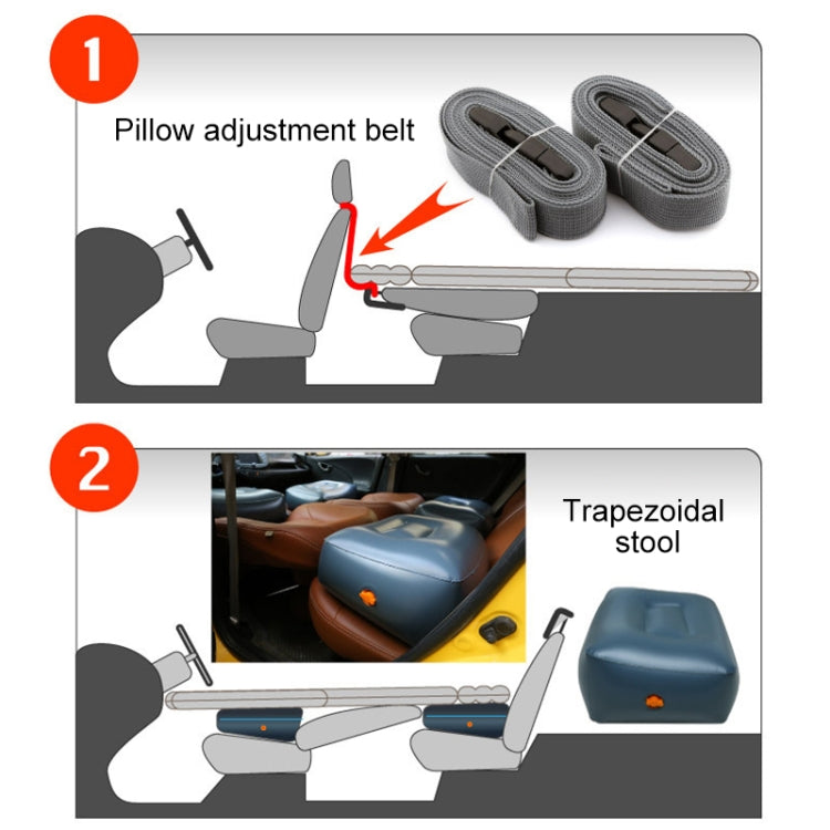 03-A3-6 Flocking Car / Household + 2 Step Stool 6-port 6/4 Ratio Multifunctional Travel Inflatable Mattress Air Bed Camping Back Seat Couch