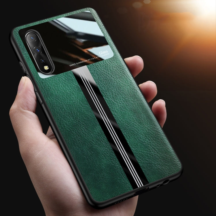 For Vivo iQOO Neo Leather Texture PU + Glass + TPU Shockproof Protective Case