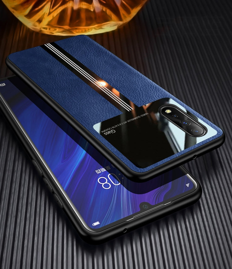 For Vivo iQOO Neo Leather Texture PU + Glass + TPU Shockproof Protective Case