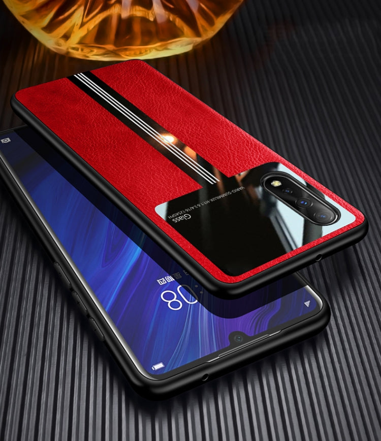 For Vivo Z5 Leather Texture PU + Glass + TPU Shockproof Protective Case