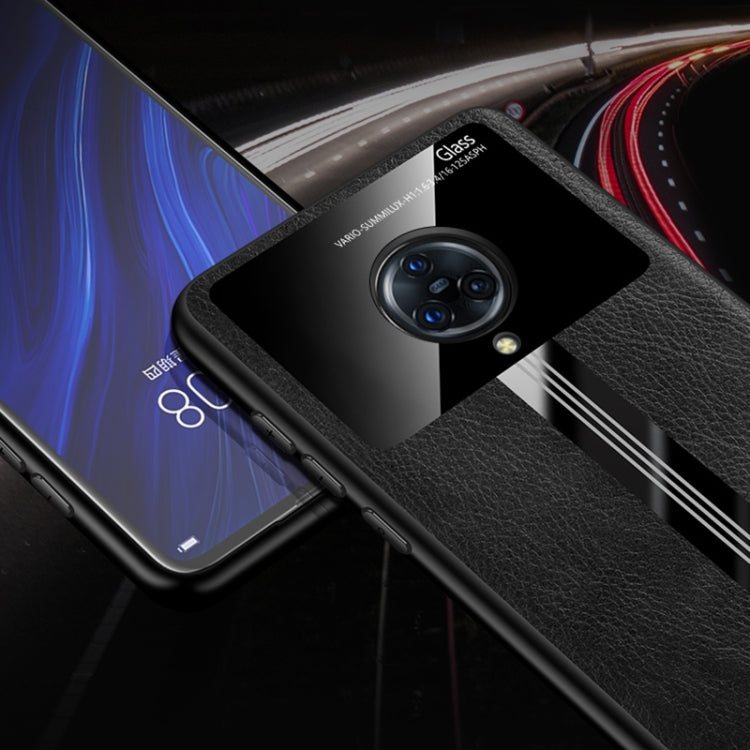 For Vivo NEX 3 Leather Texture PU + Glass + TPU Shockproof Protective Case