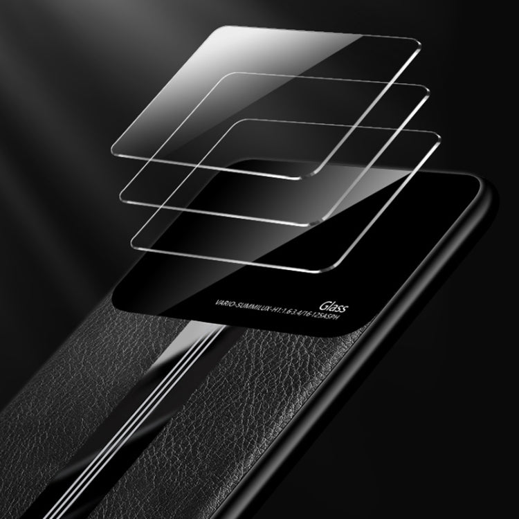 For Vivo S1 Leather Texture PU + Glass + TPU Shockproof Protective Case