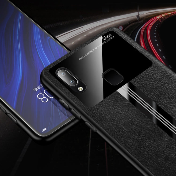 For Vivo Y95 / U1 Leather Texture PU + Glass + TPU Shockproof Protective Case