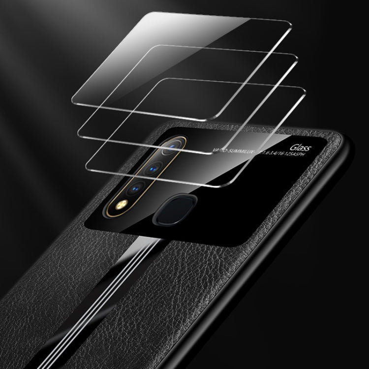 For Vivo U3 Leather Texture PU + Glass + TPU Shockproof Protective Case