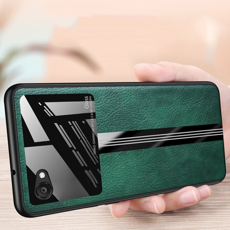 For Vivo X9S Leather Texture PU + Glass + TPU Shockproof Protective Case