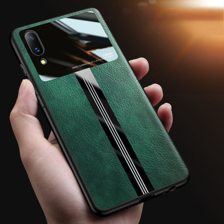 For Vivo X21 UD Leather Texture PU + Glass + TPU Shockproof Protective Case