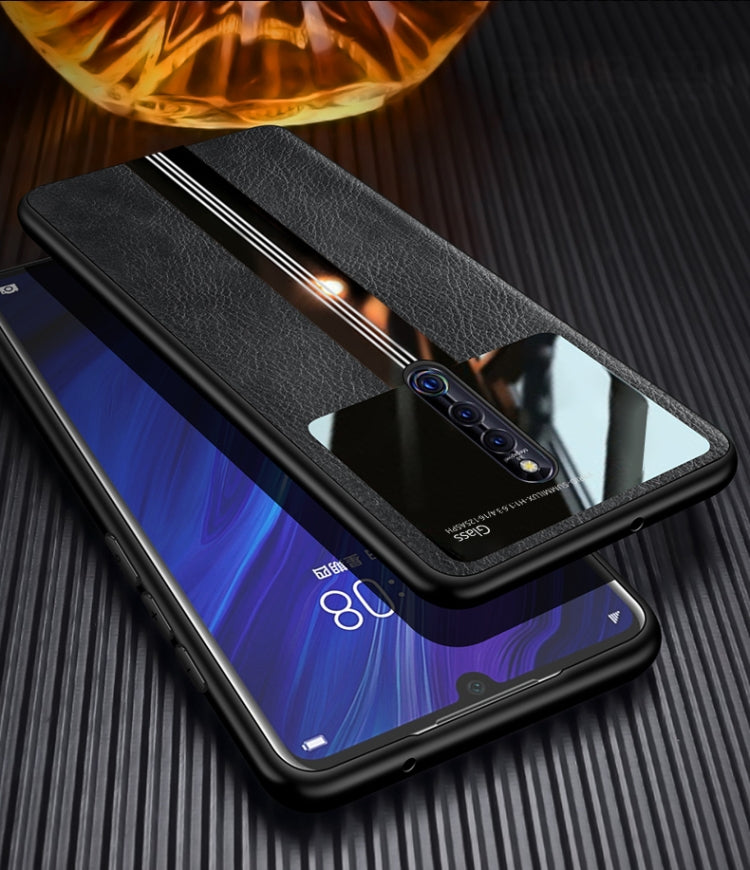 For Vivo X27 Pro Leather Texture PU + Glass + TPU Shockproof Protective Case