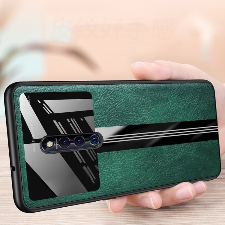 For Vivo X27 Pro Leather Texture PU + Glass + TPU Shockproof Protective Case