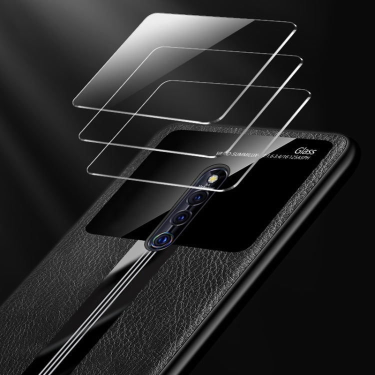 For Vivo X27 Pro Leather Texture PU + Glass + TPU Shockproof Protective Case