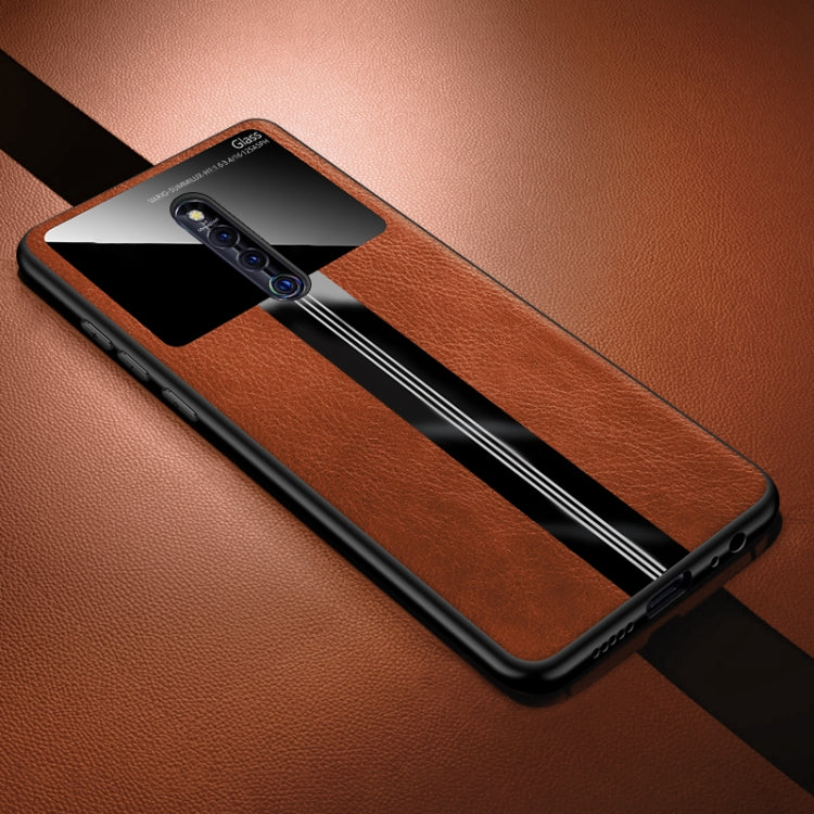 For Vivo X27 Pro Leather Texture PU + Glass + TPU Shockproof Protective Case