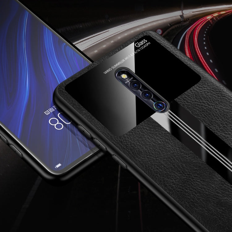 For Vivo X27 Pro Leather Texture PU + Glass + TPU Shockproof Protective Case