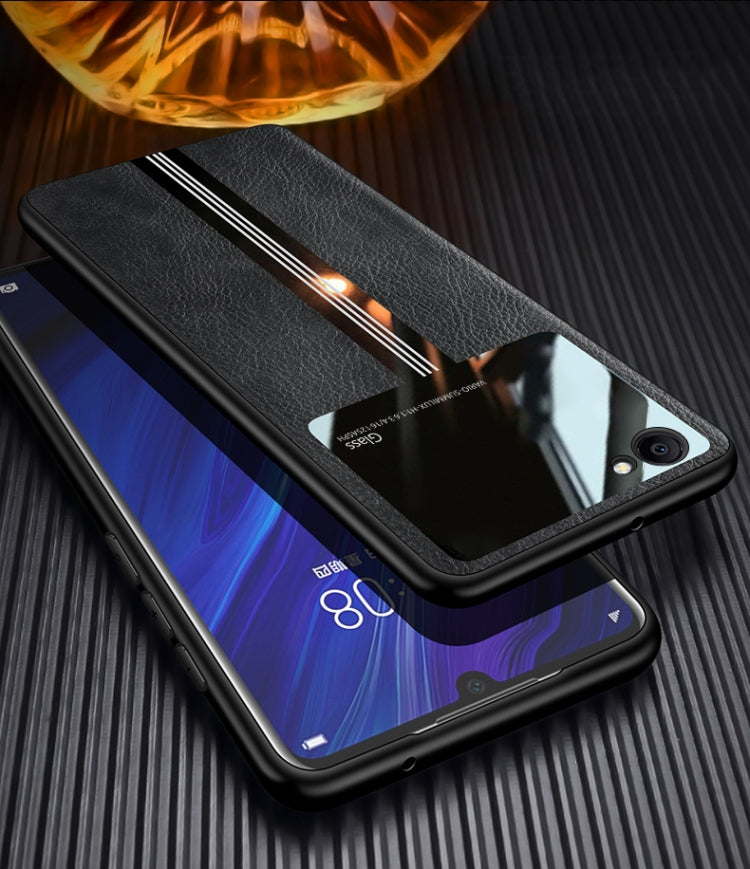 For Vivo Y66 Leather Texture PU + Glass + TPU Shockproof Protective Case