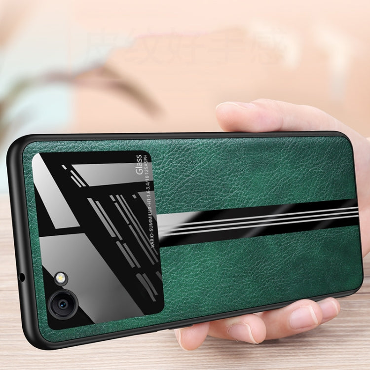 For Vivo Y66 Leather Texture PU + Glass + TPU Shockproof Protective Case