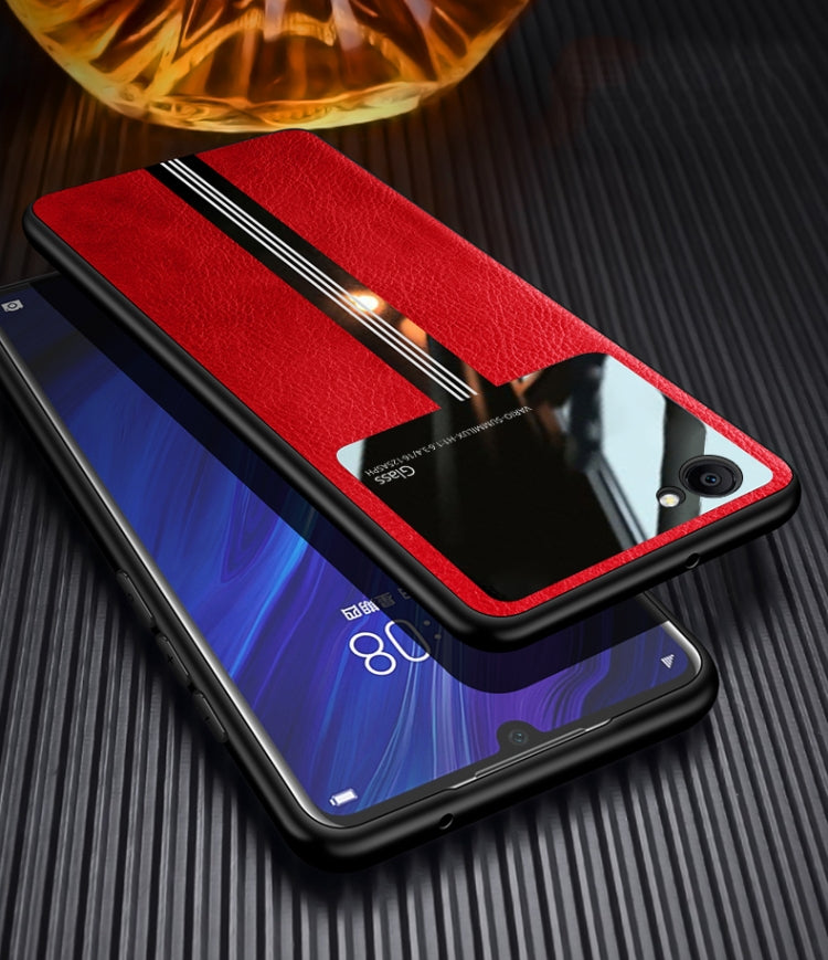 For Vivo Y66 Leather Texture PU + Glass + TPU Shockproof Protective Case