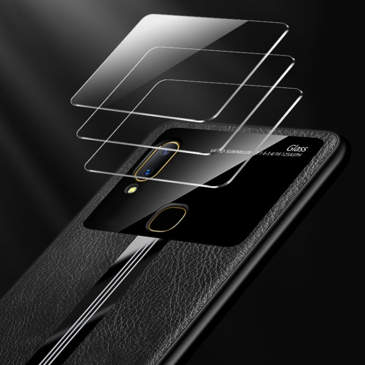 For Vivo Z3 Leather Texture PU + Glass + TPU Shockproof Protective Case