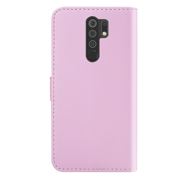 For Xiaomi Redmi 9 Tricolor Stitching Horizontal Flip TPU + PU Leather Case with Holder & Card Slots & Wallet