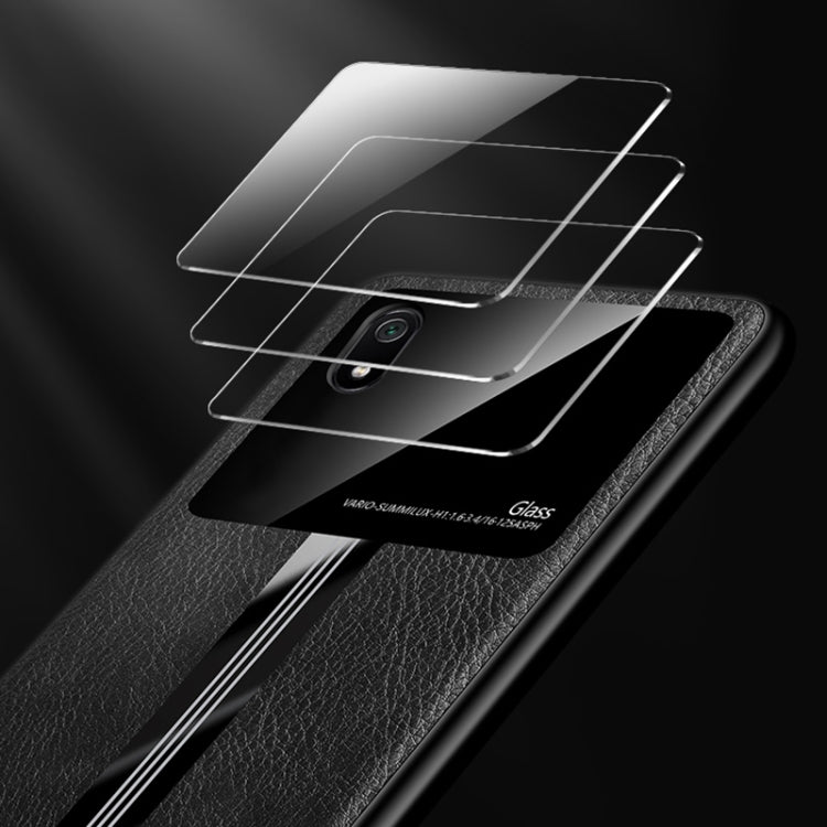 For Xiaomi Redmi 7A Leather Texture PU + Glass + TPU Shockproof Protective Case