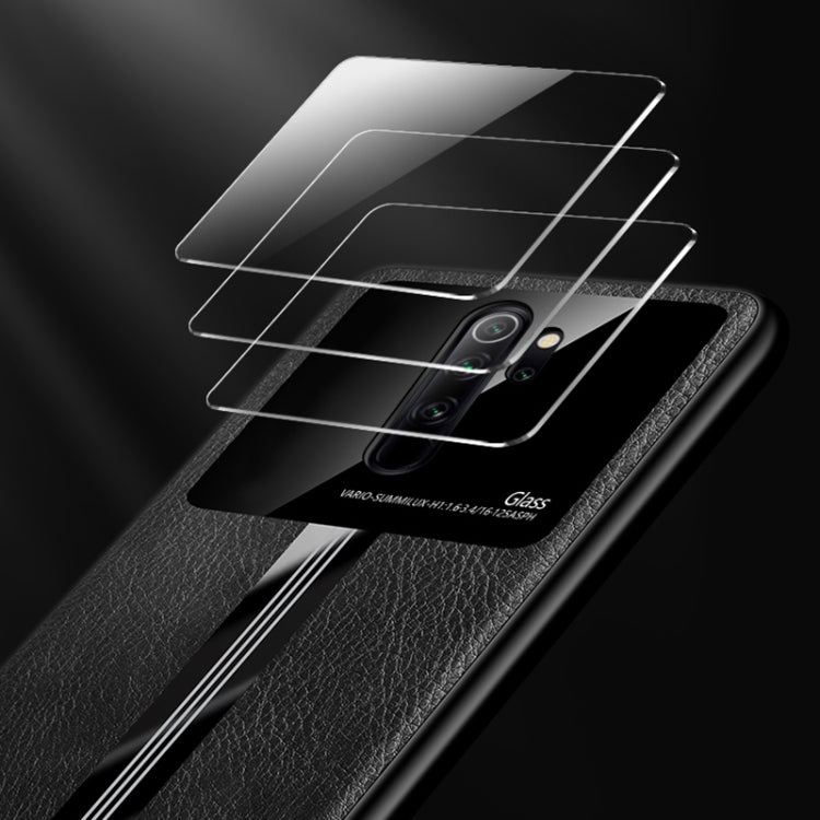 For Xiaomi Redmi Note 8 Pro Leather Texture PU + Glass + TPU Shockproof Protective Case