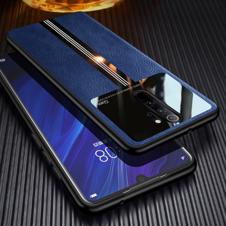 For Xiaomi Redmi Note 8 Pro Leather Texture PU + Glass + TPU Shockproof Protective Case
