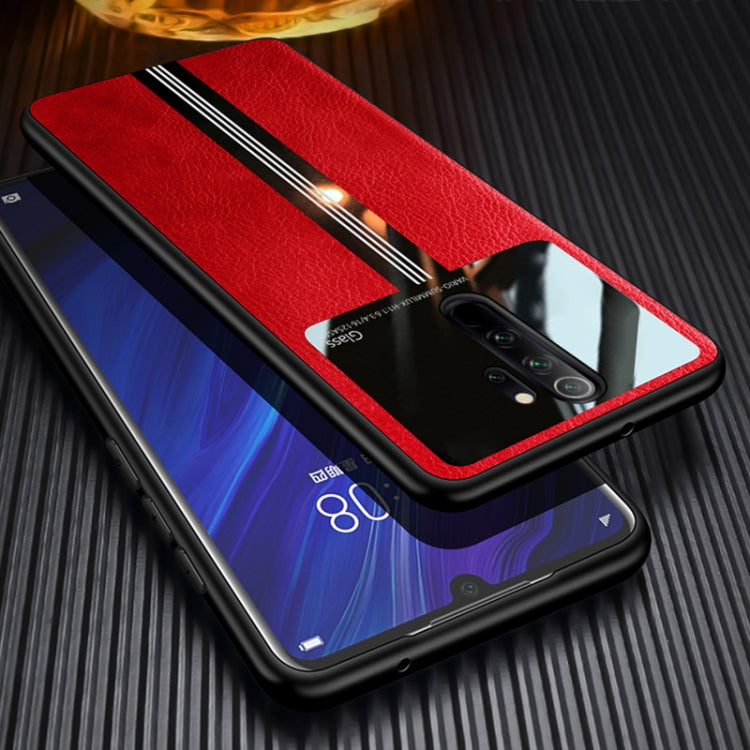 For Xiaomi Redmi Note 8 Pro Leather Texture PU + Glass + TPU Shockproof Protective Case