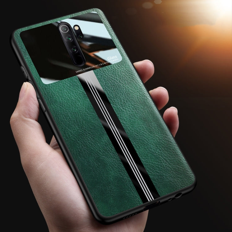For Xiaomi Redmi Note 8 Pro Leather Texture PU + Glass + TPU Shockproof Protective Case