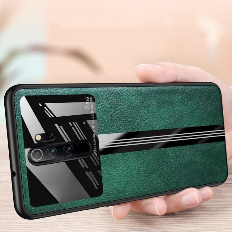 For Xiaomi Redmi Note 8 Pro Leather Texture PU + Glass + TPU Shockproof Protective Case