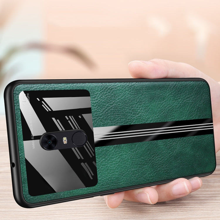 For Xiaomi Redmi 5 Plus (Redmi Note 5) Leather Texture PU + Glass + TPU Shockproof Protective Case